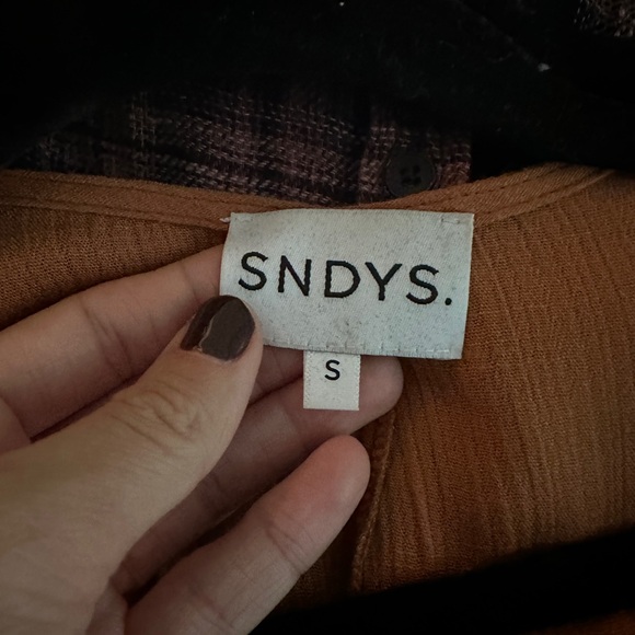 SNDYS the Label Burnt Orange Tie Front MIDI Dress - Picture 3 of 3